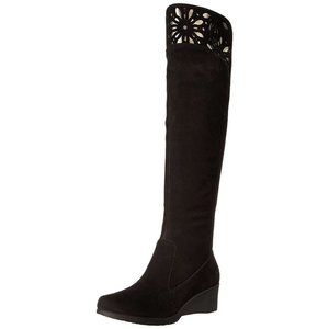 Jambu Natalia Hypergrip Wedge Heel Over the Knee-High Boots Cutouts Womens 7